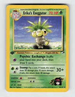Erika's Exeggutor 44/132 1st Edition Uncommon Gym Heroes Pokemon 2000 MP - Image 1