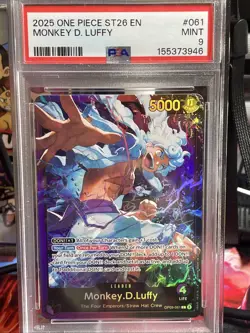 2025 One Piece TCG Monkey.D.Luffy ST26 OP09-061 Leader FOIL PSA 9 - Image 1