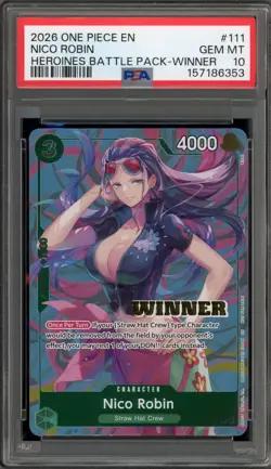 One Piece CCG Nico Robin Heroines Battle Pk. Winner P-111 PSA 10 Gem Mint - Image 1