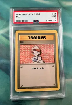 Pokemon 1999 Bill Base Set Unlimited 91/102 PSA 9 MINT - Image 1