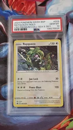 2024 Pokemon Rayquaza SWSH029 Black Star Promo Holo Card Cosmos PSA 10 - Image 1