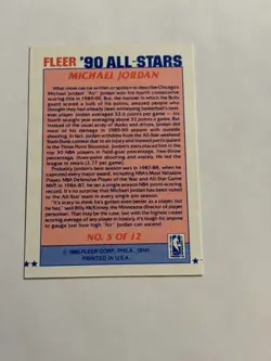 Fleer 1990-91 Michael Jordan #5 All-Stars NBA All-Star Team Basketball Card CHI - Image 2