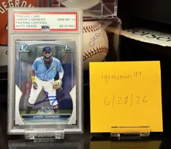 2023 BOWMAN CHROME 1st JUNIOR CAMINERO IP AUTO PSA/DNA 💎GEM MT💎 10 - Image 2