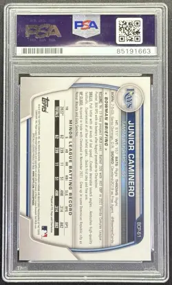 2023 BOWMAN CHROME 1st JUNIOR CAMINERO IP AUTO PSA/DNA 💎GEM MT💎 10 - Image 3