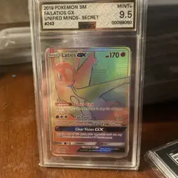 Pokemon Latios GX Secret Rare Full Art Holo Card SM-Unified Minds 243/236. 9.5 - Image 1