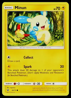 Pokemon Card Minun 34/73 Shining Legends Common - Image 1