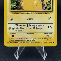 Pikachu 58/102 Common Base Set Pokemon Card - Yellow Cheeks - Image 3