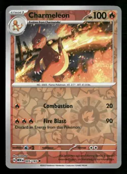 Charmeleon - 005/165 - Reverse Holo - 151 - Pokemon Card - NM/M - Image 1