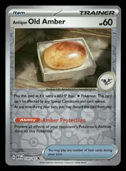 Antique Old Amber - 154/165 - Reverse Holo - 151 - Pokemon Card - NM/M - Image 1