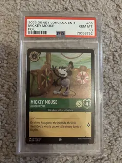 Mickey Mouse “Steamboat Pilot” Disney Lorcana 89/204 (Cold Foil) PSA Mint 9 - Image 1