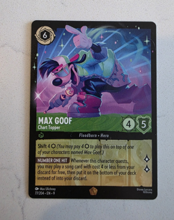 Disney Lorcana TCG Max Goof Chart Topper 77/204 Fabled Emerald Legendary EN - Image 1