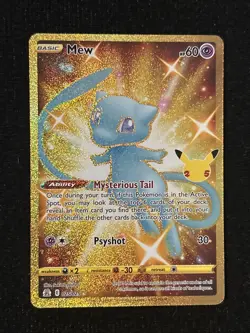 Mew 025/025 Secret Rare Celebrations 25th Anniversary Gold Pokemon Card TCG NM - Image 1