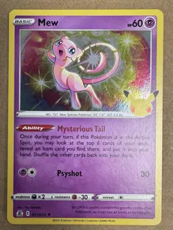 Pokemon TCG Celebrations Mew Holo Card 011/025 25th Anniversary Rare - Image 1