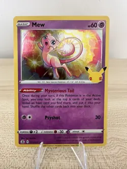 Pokemon Mew TCG Card Celebrations 011/025 Holo Rare 2021 25th Anniversary - Image 1
