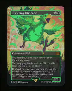 Traveling Chocobo (Borderless) (Neon Ink Green) - MTG Final Fantasy - Image 1