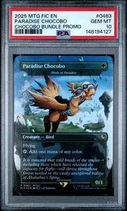 2025 MTG FINAL FANTASY COMMANDER CHOCOBO BUNDLE PROMO PARADISE CHOCOBO PSA 10 - Image 1