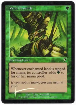Wild Growth 2001 MTG Core Set 7th Edition FOIL Green Common Enchant SP - NM AZ2 - Image 1