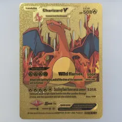 Pokemon Charizard V 508hp Gold Foil Fan Art Collector Card TCG - Image 1