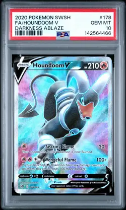 POKEMON HOUNDOOM V 178/189 SWSH DARKNESS ABLAZE 2020 FULL ART PSA 10 - Image 1