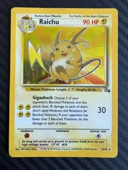 Pokemon TCG Raichu Fossil 14/62 Holo Rare Unlimited LP/MP - Image 1