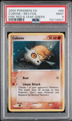 PSA 9 MINT Cubone EX Fire Red & Leaf Green 60/112 Reverse Holo Pokemon Card - Image 1