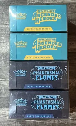 Pokemon Ascended Heroes ETB (2) + Phantasmal Flames ETB (2) SEALED 4 BOX LOT - Image 5