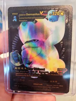 Pokemon Galarian Darmanitan Vmax Black Foil Fan Art Textured Collector Card - Image 1