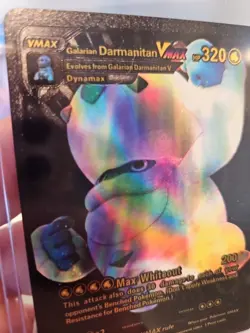 Pokemon Galarian Darmanitan Vmax Black Foil Fan Art Textured Collector Card - Image 2