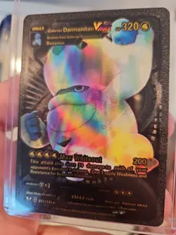 Pokemon Galarian Darmanitan Vmax Black Foil Fan Art Textured Collector Card - Image 3