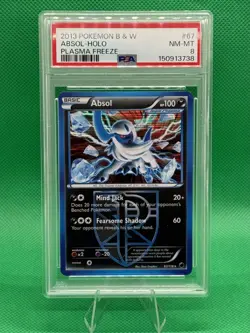 2013 POKEMON BLACK & WHITE PLASMA FREEZE #67 ABSOL-HOLO PSA 8 - Image 1