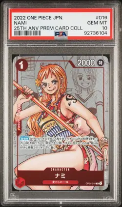Nami One Piece Card 25th Anniversary Premium Collection OP01-016 Parallel PSA 10 - Image 1