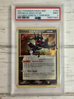 Pokemon Greninja Gold Star SWSH144 25th Celebrations Promo PSA 9 MINT!! - Image 1