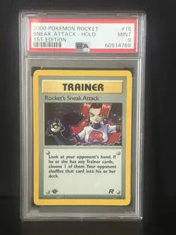 2000 Pokemon Rocket's Sneak Attack 16/82 Team Rocket Holo 1st Ed Psa 9 - Image 1