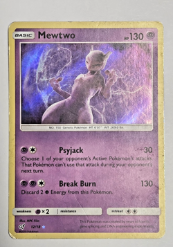 Pokemon Mewtwo 12/18 Detective Pikachu Holo Rare 130 HP English 2019 - Image 1