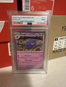 2025 Pokemon Mew EN SV 151 Gengar Pack Mini Tin #094/165 PSA 9 Cosmos holo - Image 1