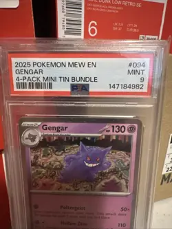 2025 Pokemon Mew EN SV 151 Gengar Pack Mini Tin #094/165 PSA 9 Cosmos holo - Image 2