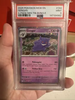 2025 Pokemon Mew EN SV 151 Gengar Pack Mini Tin #094/165 PSA 9 Cosmos holo - Image 5