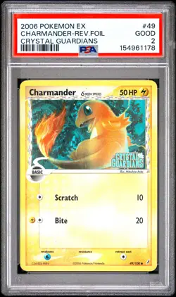 2006 POKEMON EX CRYSTAL GUARDIANS #49 CHARMANDER-REVERSE FOIL PSA 2 - Image 1