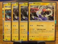 Pokemon TCG Scarlet & Violet Base Miraidon Holo Rare 080/198 x4 Playset - Image 1