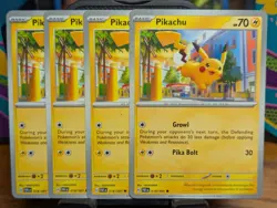 Pokemon TCG Paldean Fates Pikachu 018/091 x4 Playset - Image 1