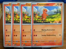 Pokemon TCG Paldean Fates Charmander 007/091 x4 Playset - Image 1