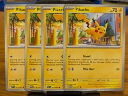 Pokemon TCG Paldean Fates Pikachu 018/091 x4 Playset - Image 1
