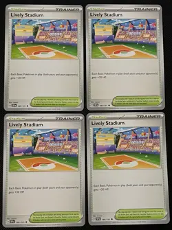 4x Lively Stadium 180/191 SV:Surging Sparks Pokemon Playset X4 NM - Image 1