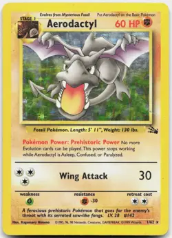 Aerodactyl 1/62 Holo Rare Fossil Pokemon Unlimited Holo Moderately Played - Image 1
