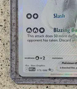 RESHIRAM EX 173/086 HOLO BLACK WHITE RARE WHITE FLARE POKEMON NM - Image 3