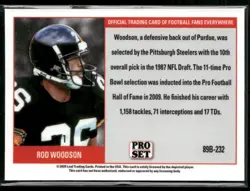 2024 Leaf Collective #89B-232 Rod Woodson 1989 Pro Set Shimmer Gold 1/1 - Image 2