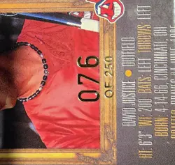 🔥 1998 Topps Gallery David Justice #PPI94 /250 - Rare SN w/horizontal back🔥 - Image 3