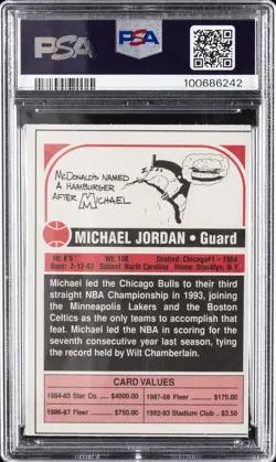 1994 SCD SPORTS CARD POCKET PRICE GUIDE-HAND CUT YEARBOOK MICHAEL JORDAN PSA 9 - Image 2