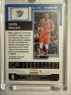 Cason Wallace 2023-24 Panini Contenders Optic Rookie Ticket Holo Auto RC #119 - Image 2