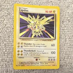 Pokemon TCG Zapdos Base Set Holo Rare Unlimited English 90 HP 1999 016/102 - Image 1